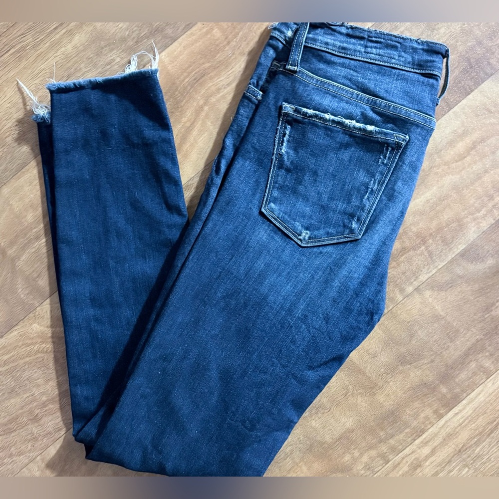 Bridge by GLY Mid Rise Ankle Skinny Jeans Raw Hem Size 25